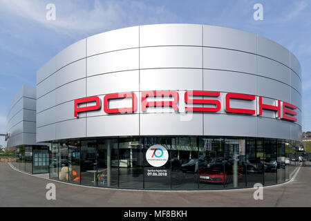 Porsche Zentrum Siegen. Porsche is a German automobile manufacturer specializing in high-performance sports cars, SUVs and sedans. Stock Photo