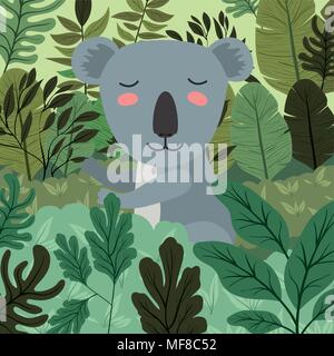 koala in the forest scene vector illustration design Stock Vector