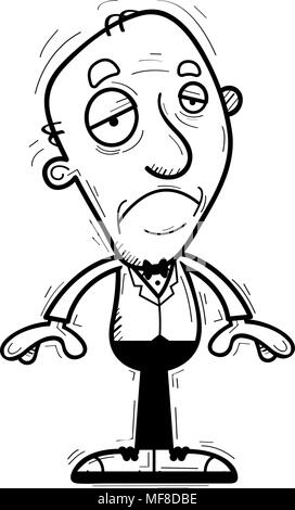 A cartoon illustration of a senior citizen groom looking sad. Stock Vector