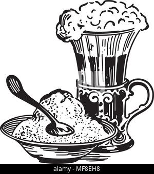 Ice Cream Sundae And Malt - Retro Clipart Illustration Stock Vector