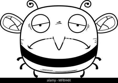 A cartoon illustration of a bee looking sad. Stock Vector