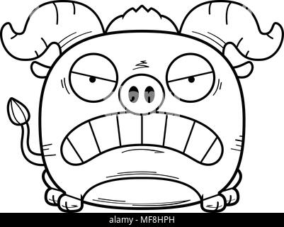 A cartoon illustration of a little ox with an angry expression Stock ...