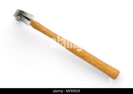 very old claw hammer, isolaterd on white Stock Photo