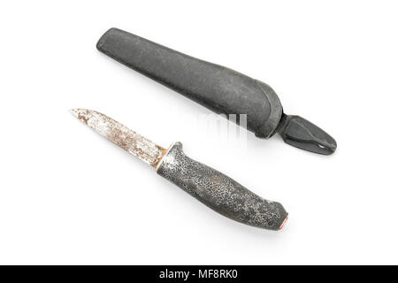 very old rusty knife, isolated on white Stock Photo