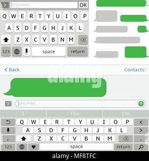 SMS chat interface elements. SMS messenger template. Vector illustration. Stock Vector