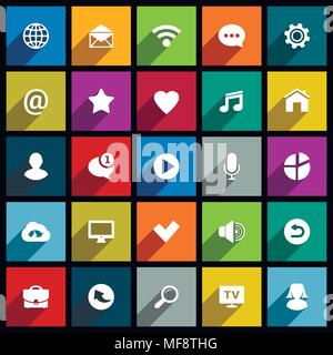 Vector set of flat icons with long shadow for web and mobile apps Stock Vector