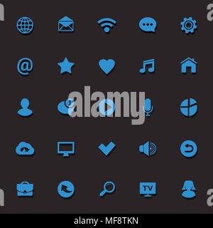 Communication blue icons set. Vector illustration Stock Vector