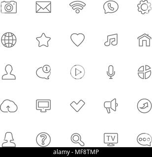 Thin lines web icons set - Contact and communication. Vector illustration. Stock Vector