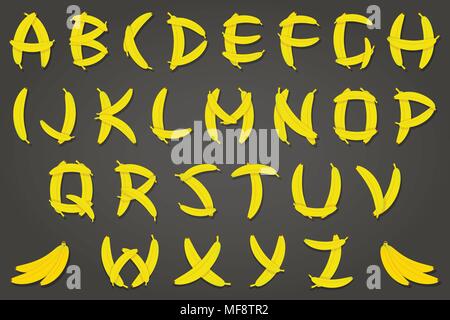 Vector illustration stylized banana font Stock Vector