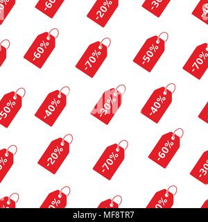 Discount red price tags seamless pattern. Vector illustration. Stock Vector