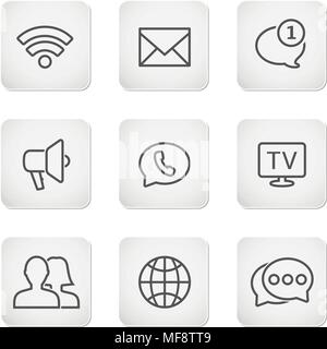 Contact buttons set - mobile icons. Vector illustration. Stock Vector