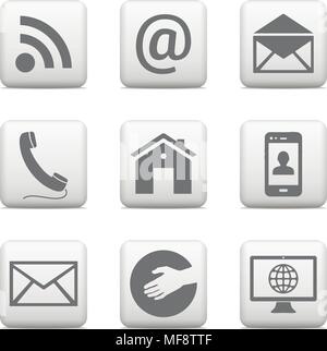 Contact buttons set, e-mail icons for website. Vector illustration. Stock Vector