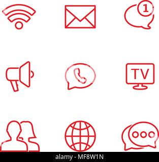 Linear communication icons set. Universal communication icons to use in web and mobile. Stock Vector