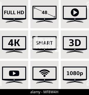 Smart TV icons vector set Stock Vector