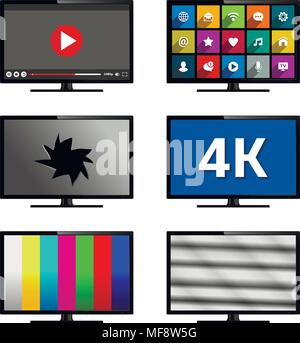 Smart TV set isolated on white background. Vector illustration. Stock Vector