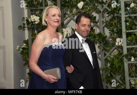 Washington, District of Columbia, USA. 24th Apr, 2018. Julie Sweet, Chief Executive Officer ''“ North America, Accenture and Chad Sweet arrive for the State Dinner honoring Dinner honoring President Emmanuel Macron of the French Republic and Mrs. Brigitte Macron at the White House in Washington, DC on Tuesday, April 24, 2018.Credit: Ron Sachs/CNP Credit: Ron Sachs/CNP/ZUMA Wire/Alamy Live News Stock Photo