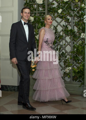 Washington, District of Columbia, USA. 24th Apr, 2018. JARED KUSHNER AND IVANKA TRUMP arrive for the State Dinner honoring Dinner honoring French President at the White House. Credit: Ron Sachs/CNP/ZUMA Wire/Alamy Live News Stock Photo