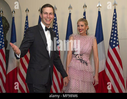 Washington, District of Columbia, USA. 24th Apr, 2018. JARED KUSHNER AND IVANKA TRUMP arrive for the State Dinner honoring Dinner honoring French President at the White House. Credit: Ron Sachs/CNP/ZUMA Wire/Alamy Live News Stock Photo