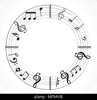Music note background with different music symbols Stock Vector