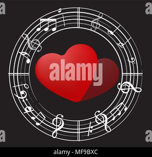 Music note background with different music symbols Stock Vector