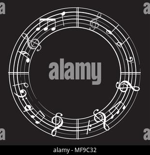 Music note background with different music symbols Stock Vector
