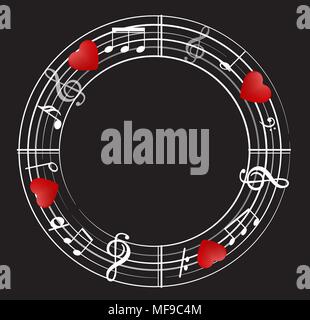 Music note background with different music symbols Stock Vector