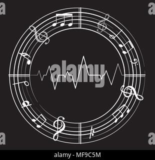 Music note background with different music symbols Stock Vector