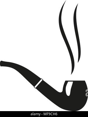 Black and white smoking tobacco pipe silhouette Stock Vector