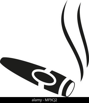 Black and white lighted cigar silhouette Stock Vector