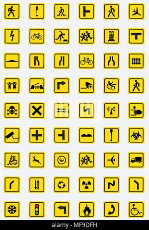 Road signs icon collection Stock Vector