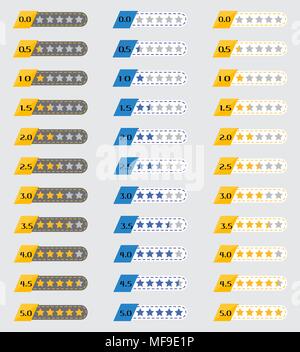 Rating stars with star icon collection Stock Vector