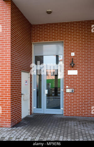 metal entrance door in gray Stock Photo