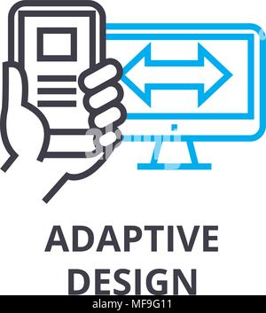 adaptive design thin line icon, sign, symbol, illustation, linear concept, vector  Stock Vector