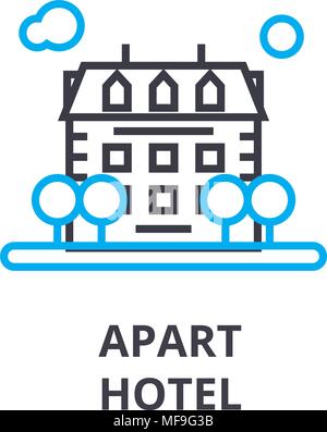 apart hotel thin line icon, sign, symbol, illustation, linear concept, vector  Stock Vector