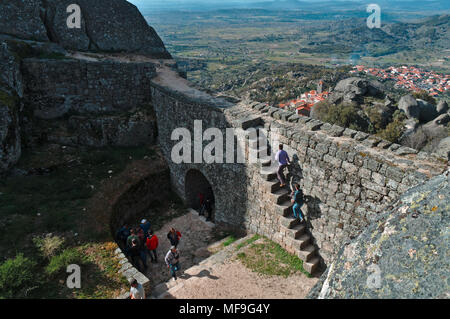 Tourists visiting the castle of Monsanto in Portugal Stock Photo