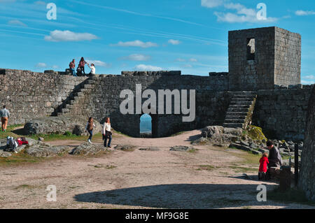 Tourists visiting the castle of Monsanto in Portugal Stock Photo