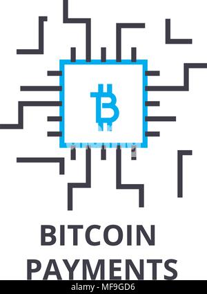 bitcoin payments thin line icon, sign, symbol, illustation, linear concept, vector  Stock Vector