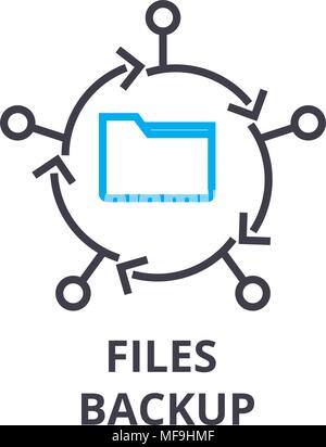 files backup thin line icon, sign, symbol, illustation, linear concept, vector  Stock Vector