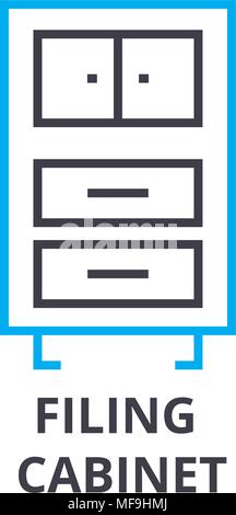 filing cabinet thin line icon, sign, symbol, illustation, linear concept, vector  Stock Vector