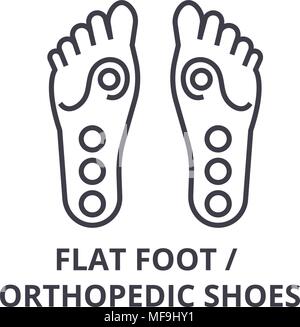 flat foot, orthopedic shoes thin line icon, sign, symbol, illustation, linear concept, vector  Stock Vector