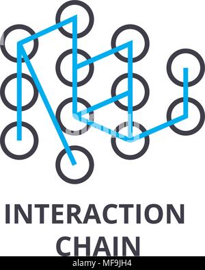 interaction chain thin line icon, sign, symbol, illustation, linear concept, vector  Stock Vector