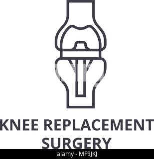 knee replacement surgery  thin line icon, sign, symbol, illustation, linear concept, vector  Stock Vector