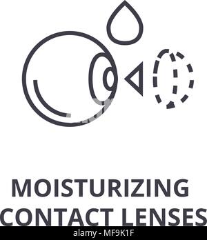 moisturizing contact lenses thin line icon, sign, symbol, illustation, linear concept, vector  Stock Vector