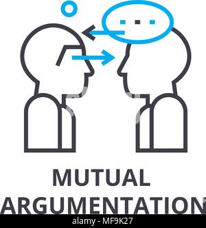 mutual argumentation thin line icon, sign, symbol, illustation, linear concept, vector  Stock Vector