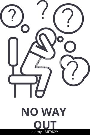 no way out thin line icon, sign, symbol, illustation, linear concept, vector  Stock Vector