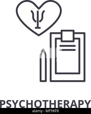 psychotherapy thin line icon, sign, symbol, illustation, linear concept, vector  Stock Vector