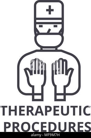 therapeutic procedures thin line icon, sign, symbol, illustation, linear concept, vector  Stock Vector
