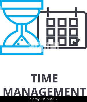 time management thin line icon, sign, symbol, illustation, linear concept, vector  Stock Vector