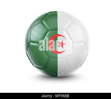 High qualitiy rendering of a soccer ball with the flag of Algeria.(series) Stock Photo