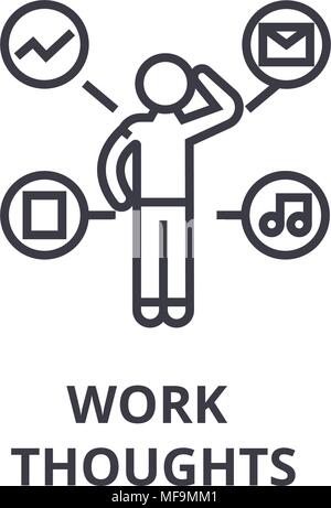 work thoughts thin line icon, sign, symbol, illustation, linear concept, vector  Stock Vector